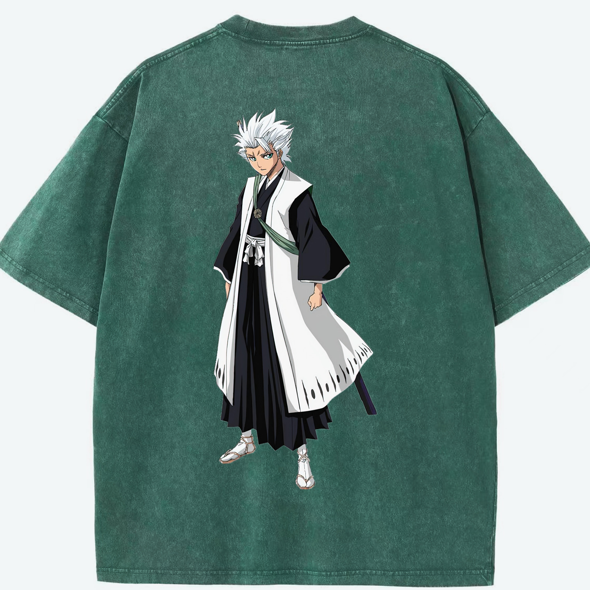 （画像用） ブリーチ 日番谷冬獅郎（ひつがや とうしろう） BLEACH Hitsugaya Toushirou 綿100% ヴィンテージ風 半袖Tシャツ（背面プリント）
